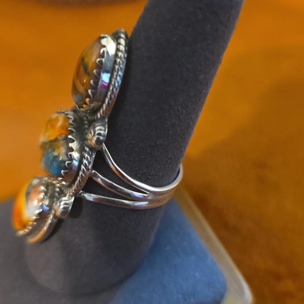 Nwt Sassified Boutique 925 Sterling Silver and Orange  Turqouis Stone.